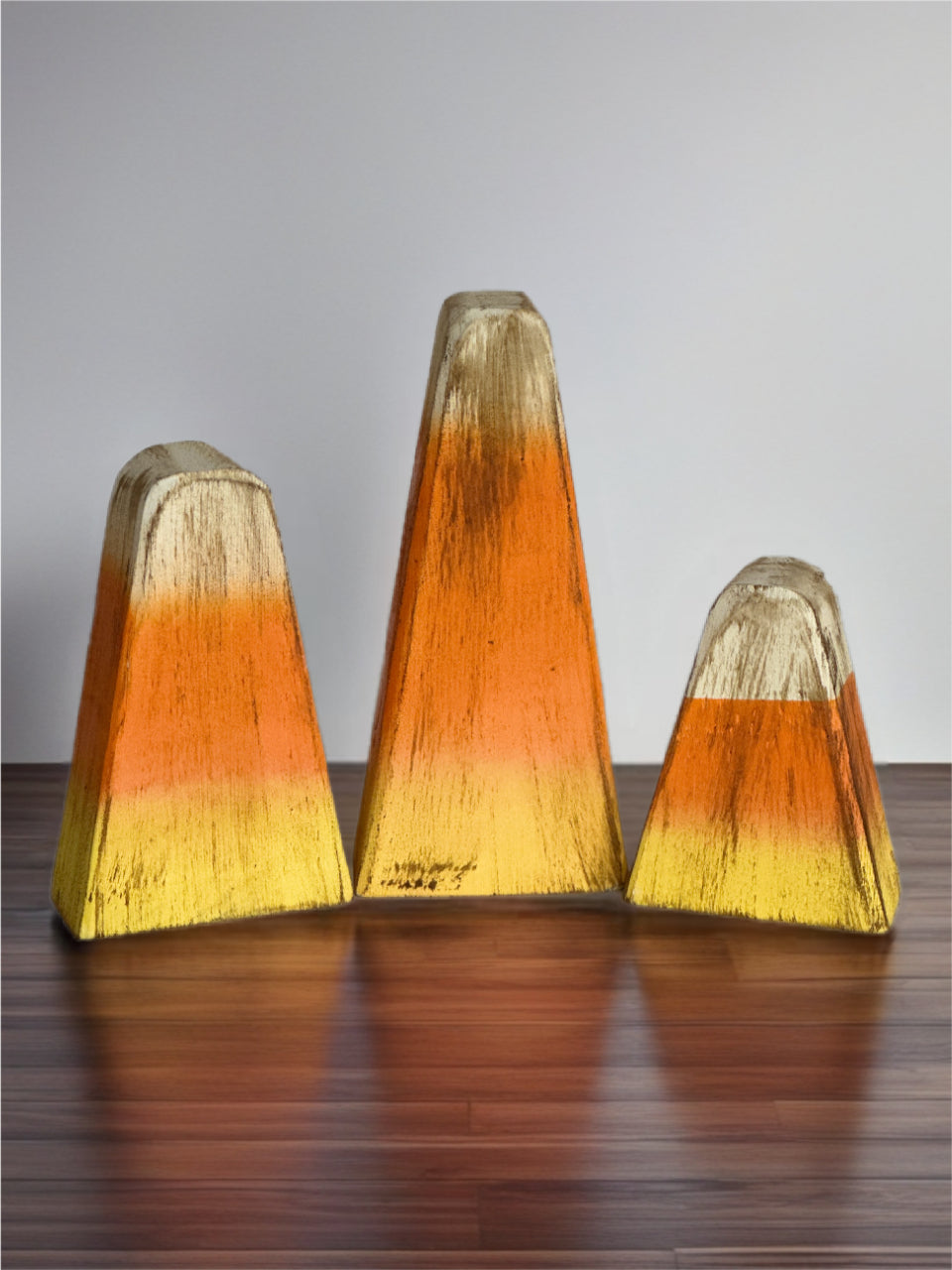 Set of 3 Wood Candy Corn Set.