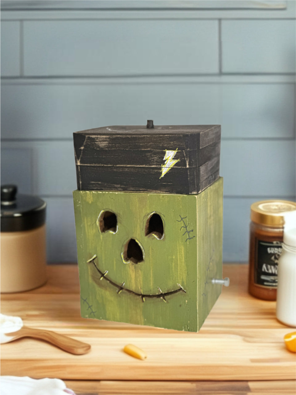 Handcrafted Wooden Frankenstein Lantern