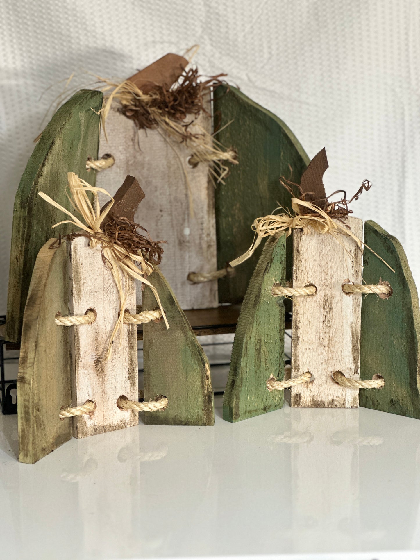 Set of 3 Tri- Fold Wood Pumpkins