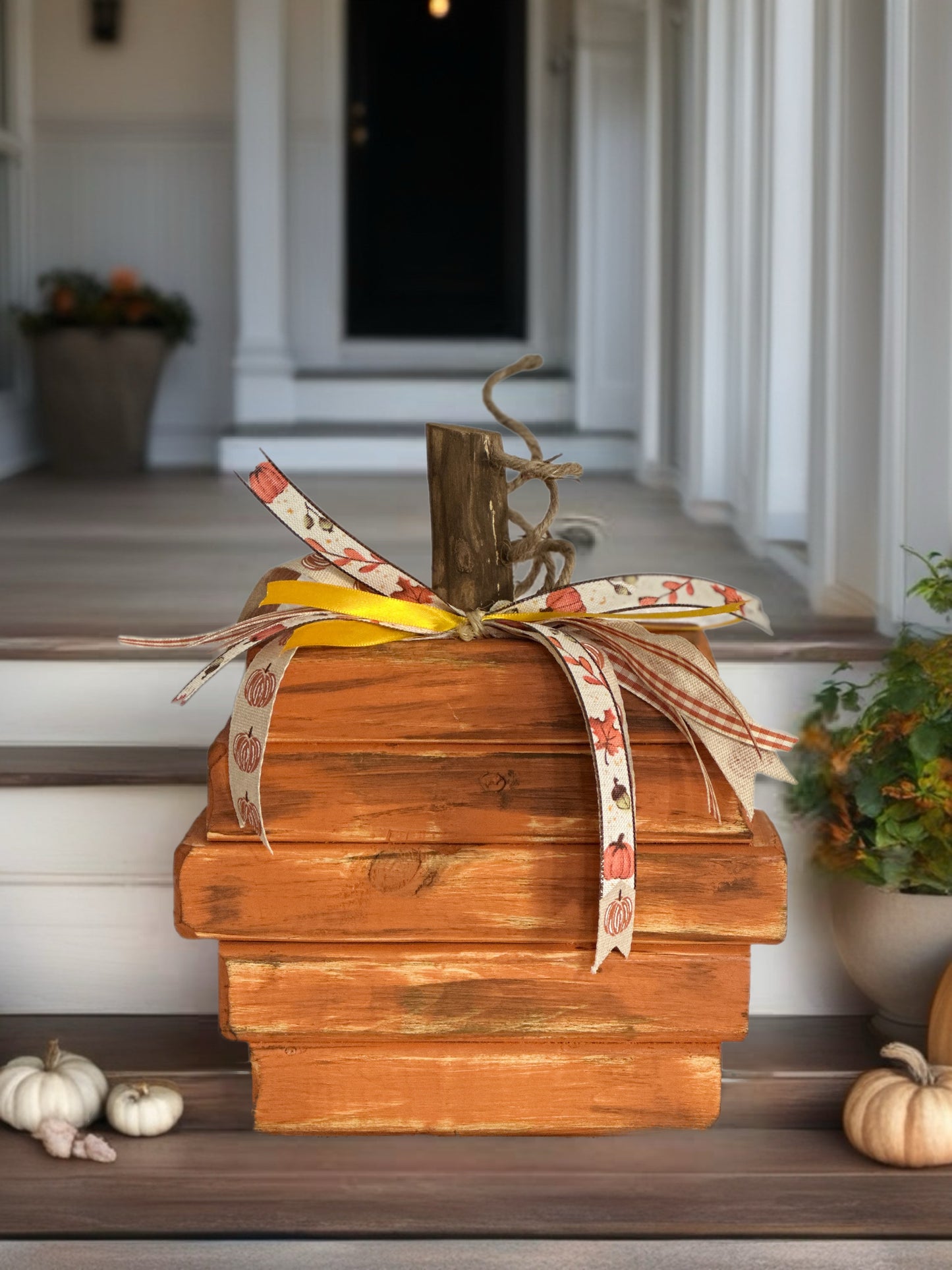 Wooden Orange Stacked Pumpkin