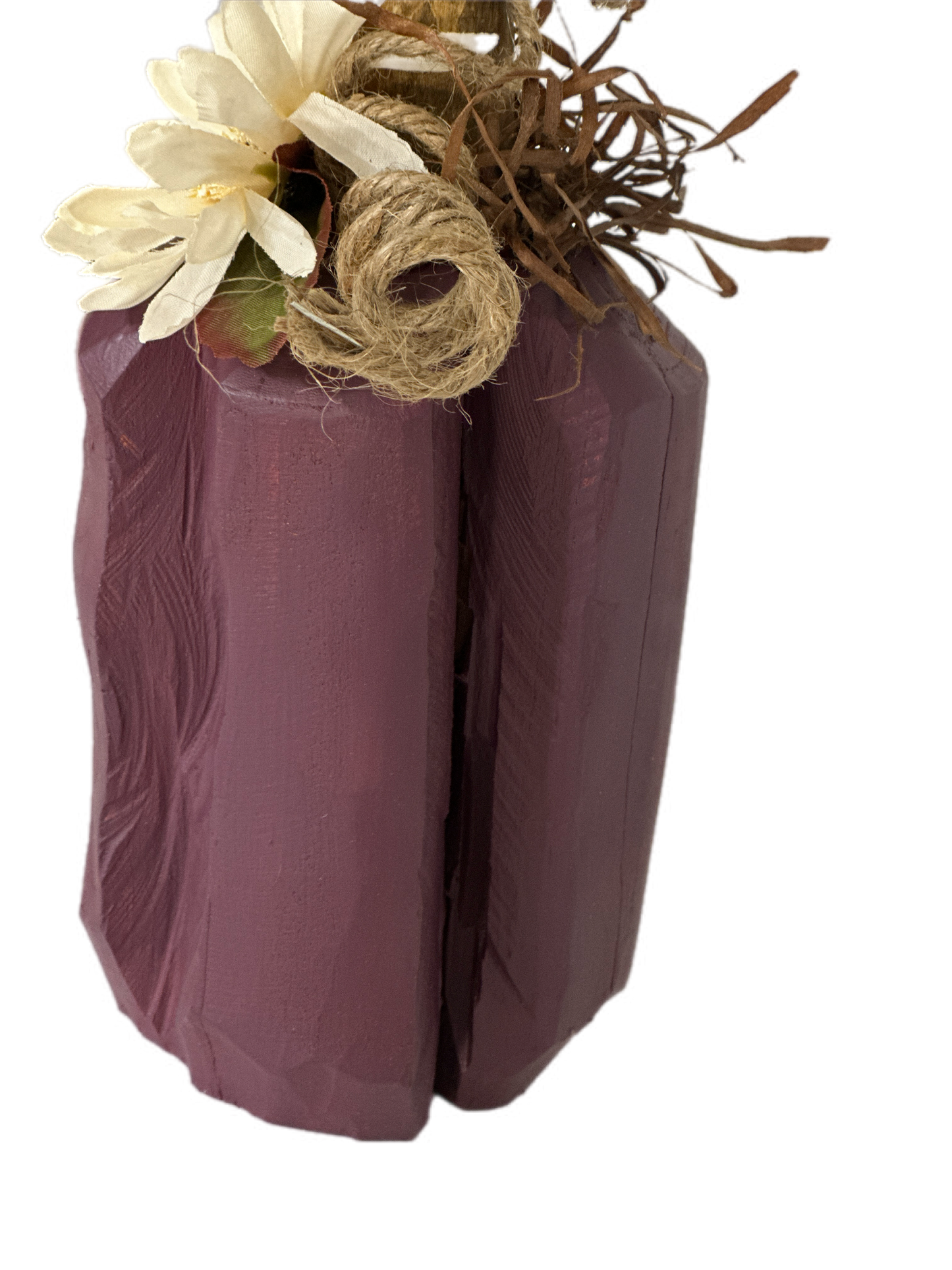 Handcarved Wood Plum Pumpkin