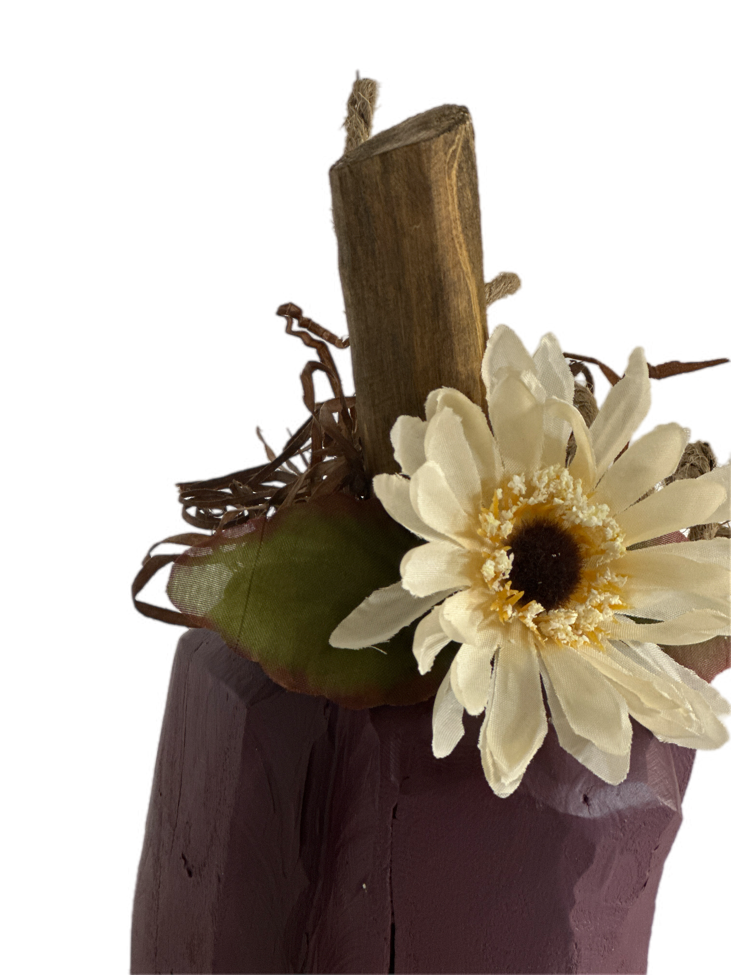 Handcarved Wood Plum Pumpkin
