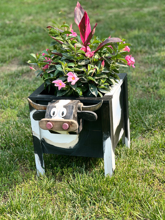 Holstein Cow Cedar Planter